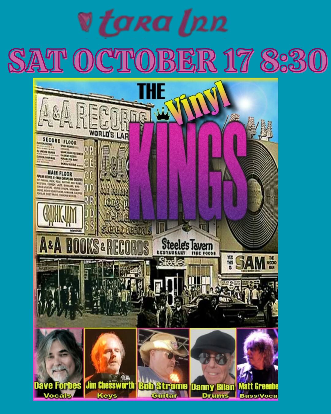 Official poster for Vinyl Kings at Tara Inn