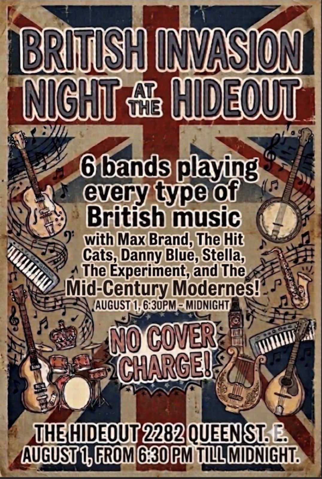 Official poster for UK Invasion Night · Dancebeatles at The Hideout, Blue Room