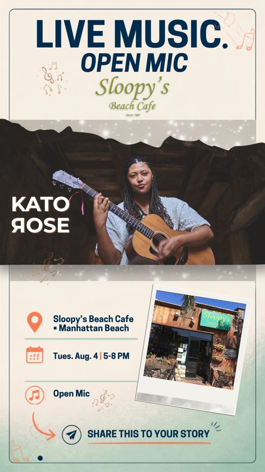 Official poster for Carrie Dietz Brown presents Daughter's · KatoЯose at Sloopy's Beach Cafe