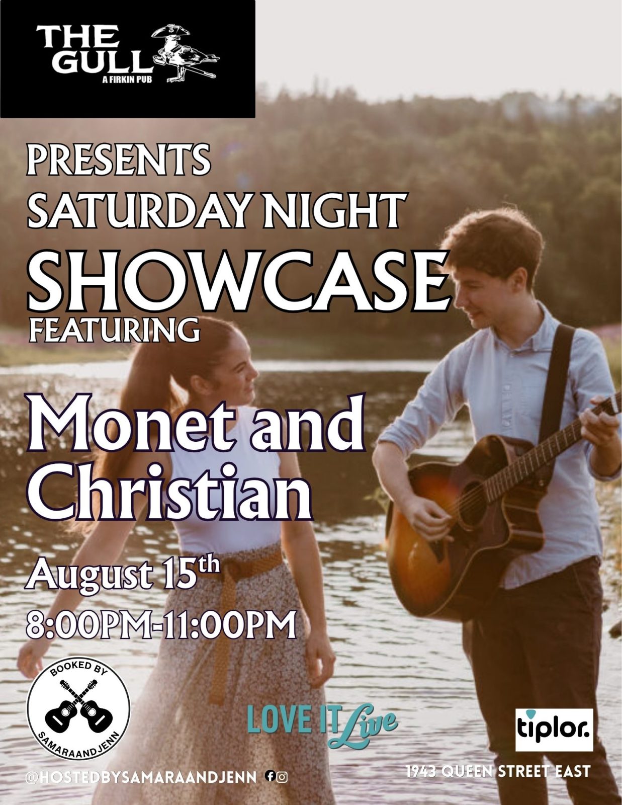 Official poster for Hosted By Samara and Jenn at Monet and Christian at The Gull and Firkin