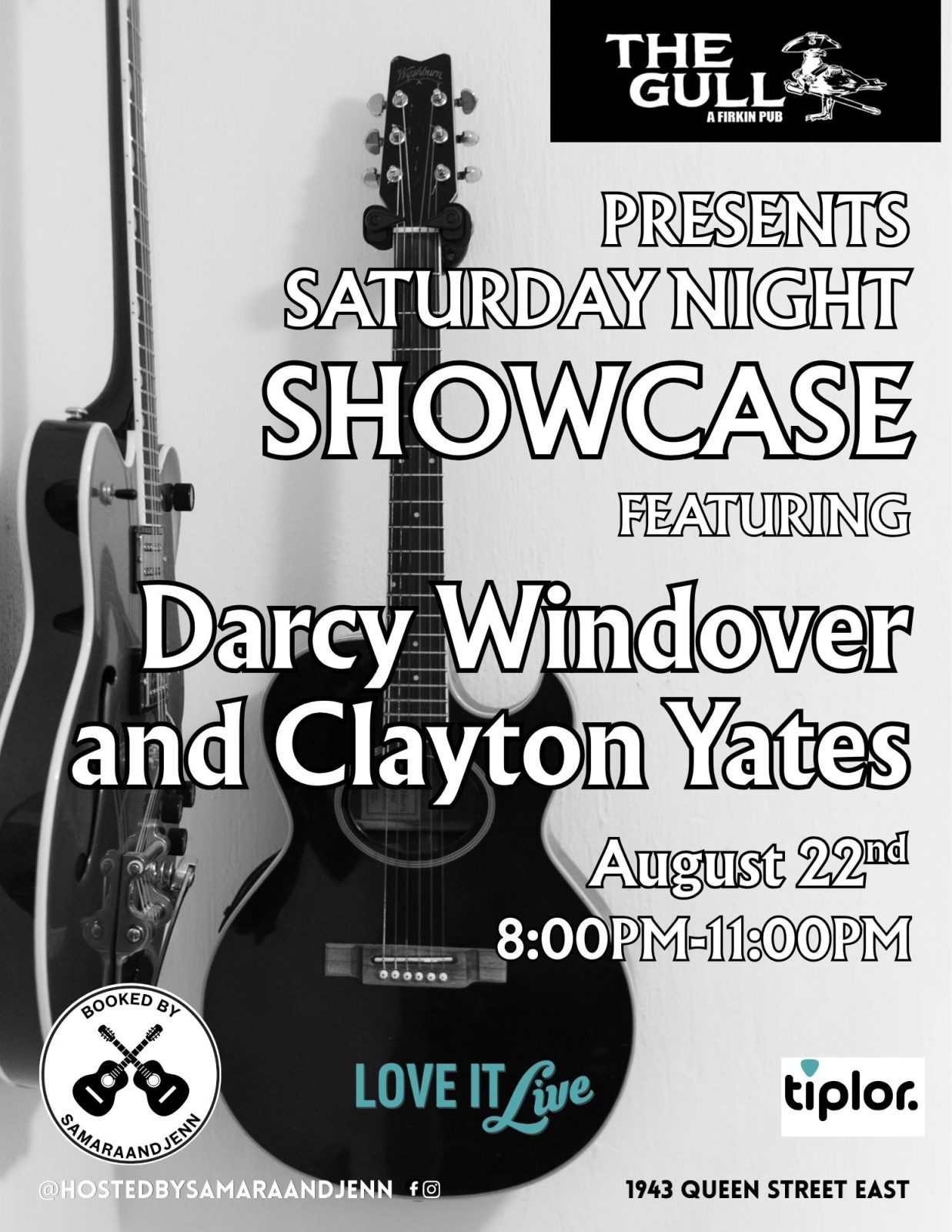 Official poster for Darcy Windover & Clayton Yates at The Gull and Firkin