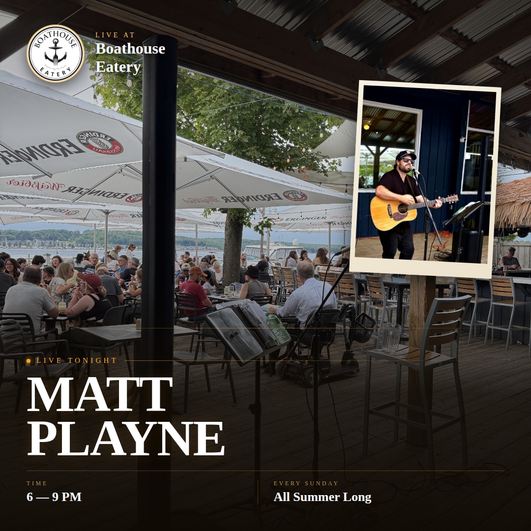 Official poster for Matt Playne at The Boathouse Eatery