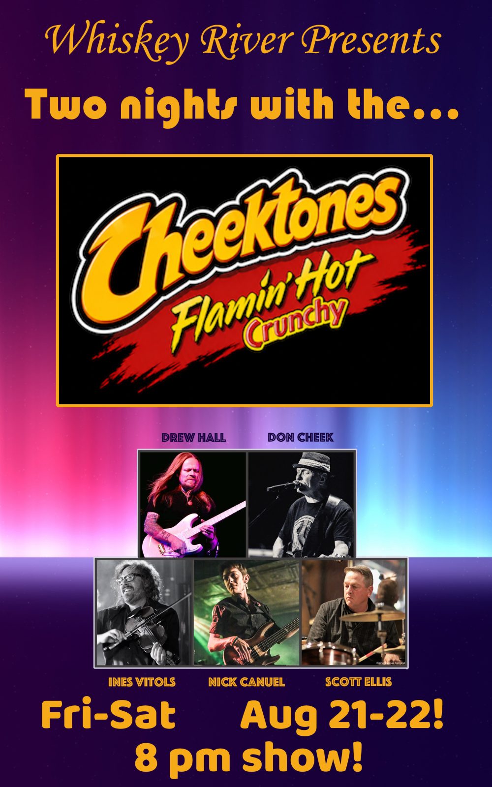 Official poster for The CheekTones at Whiskey River Tavern