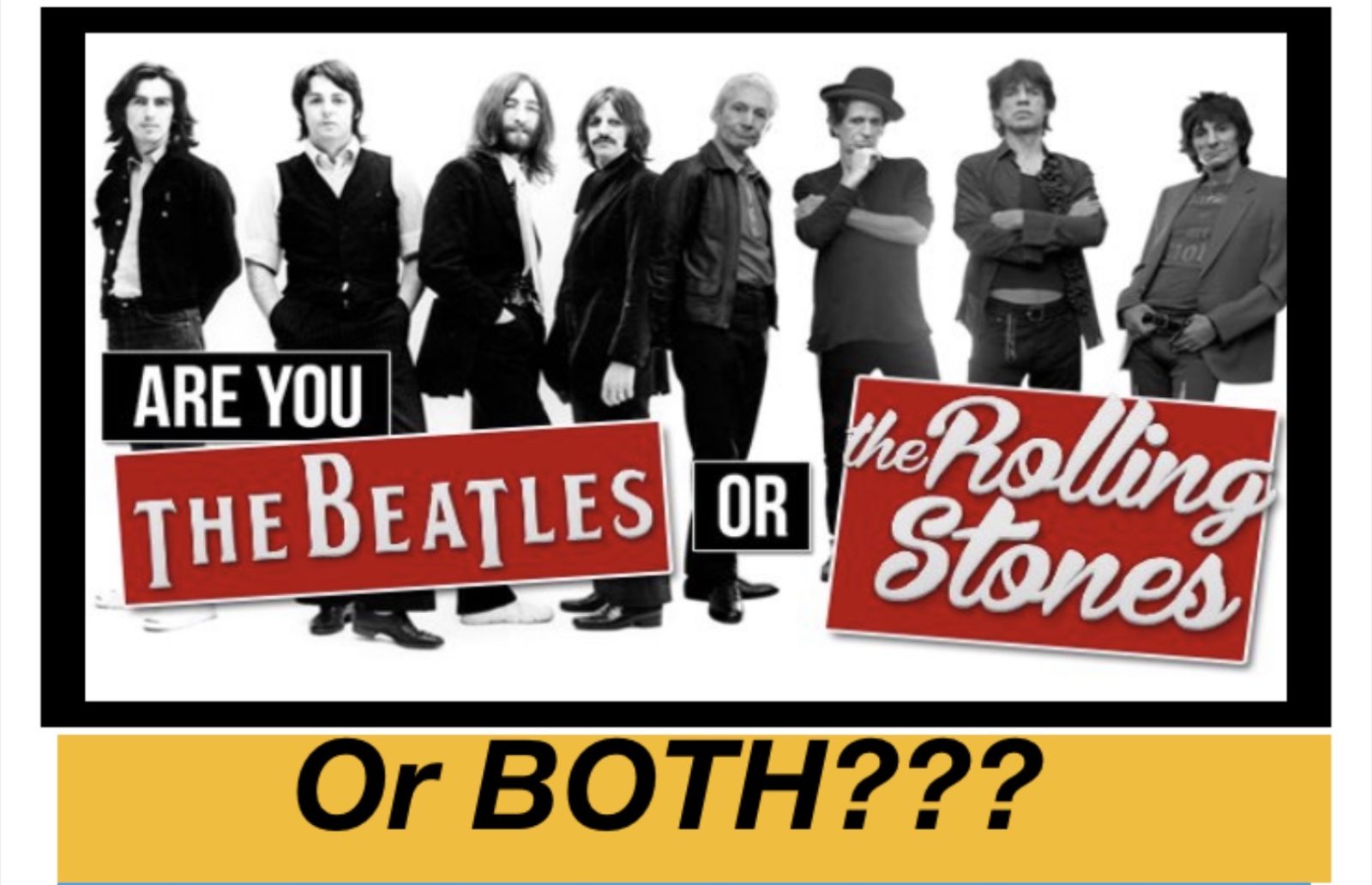 Official poster for Beatles versus Stones 6 Band Jamboree · TonyO's Music at The Hideout