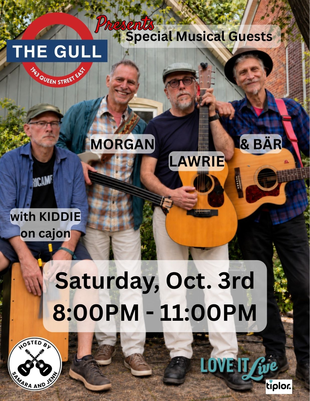 Official poster for Morgan, Lawrie and Bar with Kiddie at The Gull and Firkin